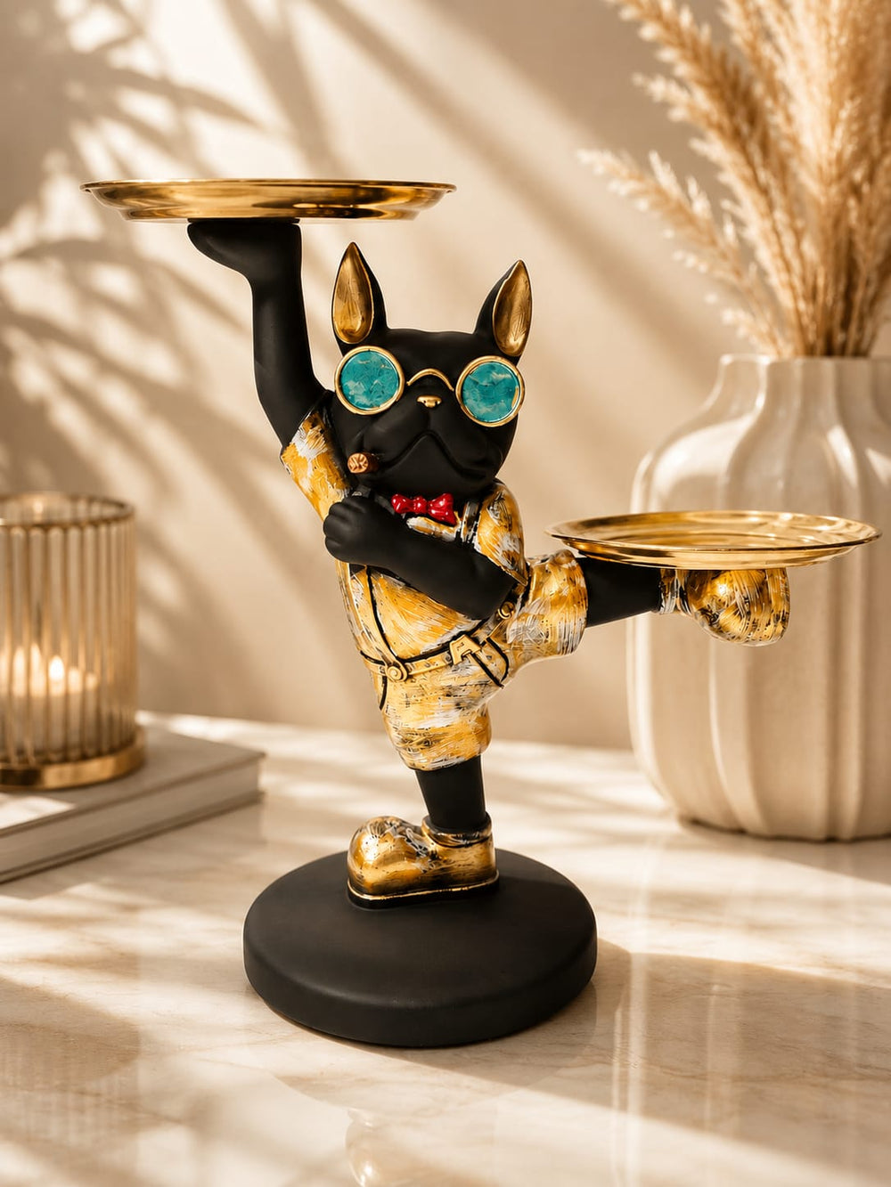 Family Figurine – Teal & Gold Resin Sculpture