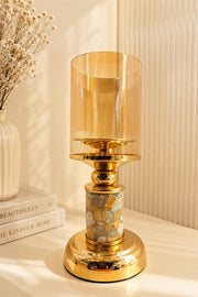 Gold Crystal Pillar Candle Holder – Mosaic Stone Hurricane Lamp